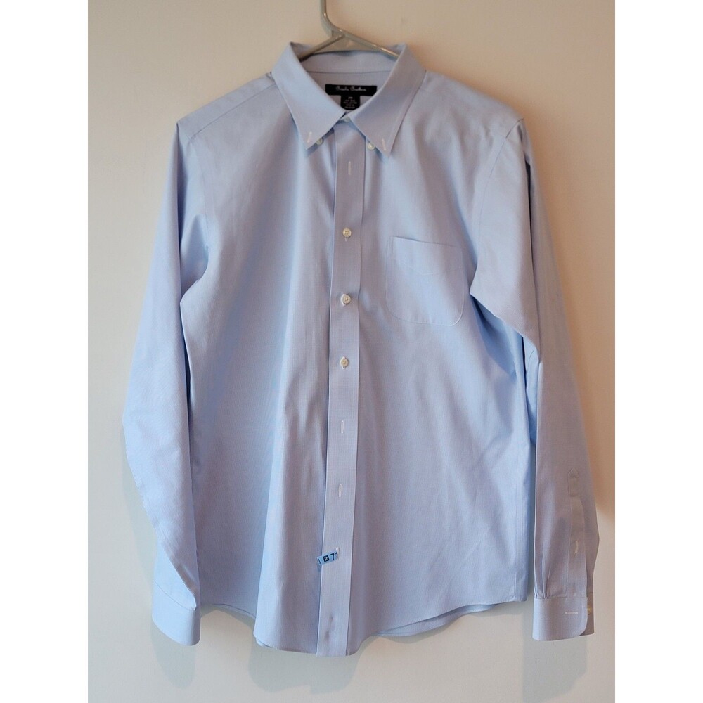 Brooks Brothers Blue Polka Dot Shirt Sz 20 Fleece 100% Cotton